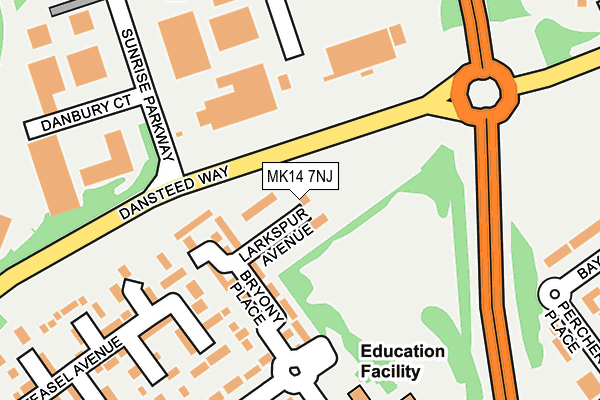 MK14 7NJ map - OS OpenMap – Local (Ordnance Survey)