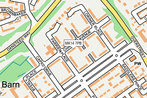 MK14 7PB map - OS OpenMap – Local (Ordnance Survey)