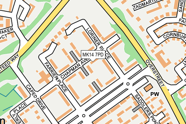 MK14 7PD map - OS OpenMap – Local (Ordnance Survey)