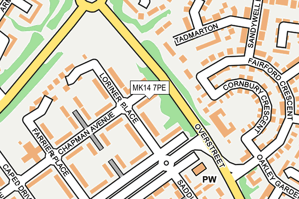 MK14 7PE map - OS OpenMap – Local (Ordnance Survey)