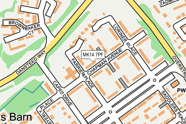 MK14 7PF map - OS OpenMap – Local (Ordnance Survey)