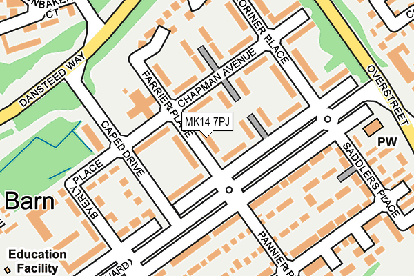 MK14 7PJ map - OS OpenMap – Local (Ordnance Survey)