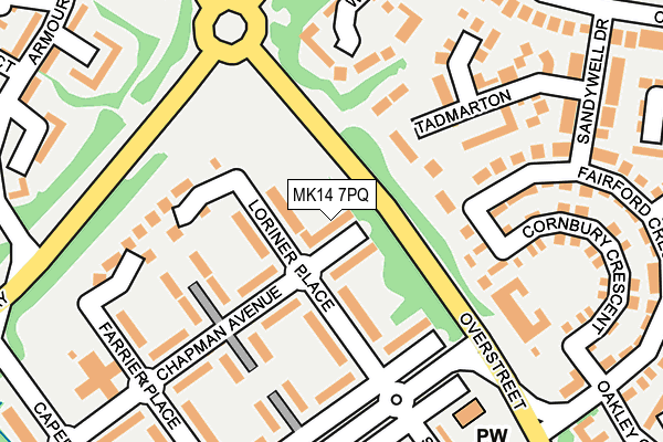 MK14 7PQ map - OS OpenMap – Local (Ordnance Survey)