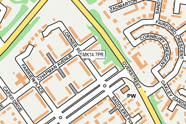 MK14 7PR map - OS OpenMap – Local (Ordnance Survey)