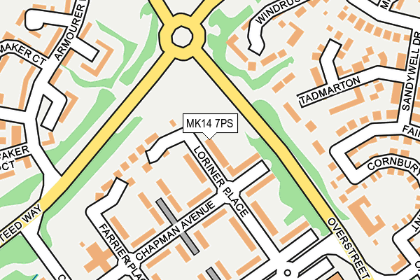 MK14 7PS map - OS OpenMap – Local (Ordnance Survey)