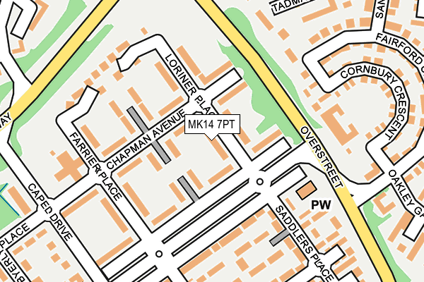 MK14 7PT map - OS OpenMap – Local (Ordnance Survey)