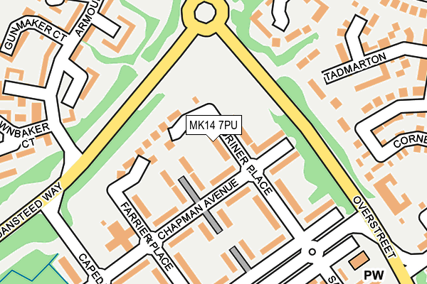 MK14 7PU map - OS OpenMap – Local (Ordnance Survey)