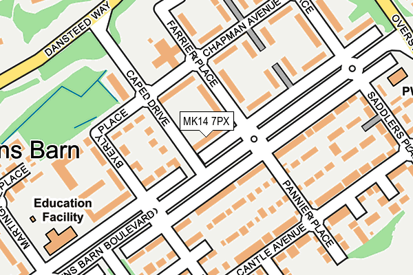 MK14 7PX map - OS OpenMap – Local (Ordnance Survey)