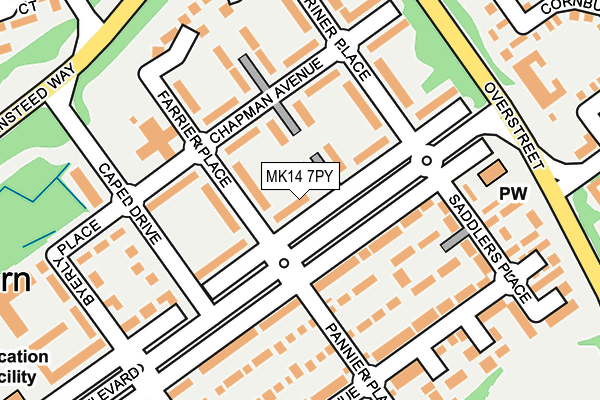 MK14 7PY map - OS OpenMap – Local (Ordnance Survey)