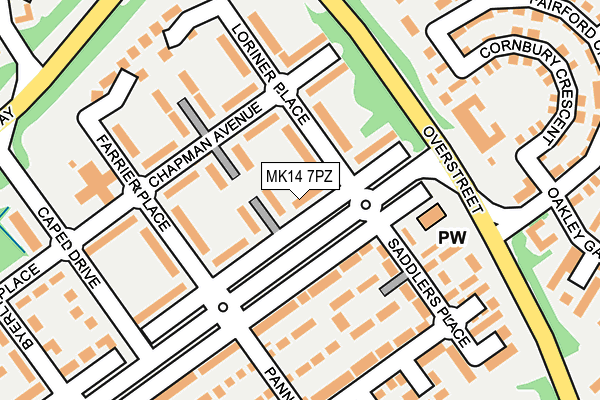 MK14 7PZ map - OS OpenMap – Local (Ordnance Survey)