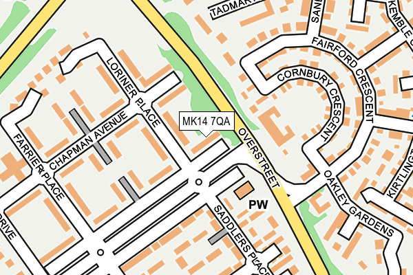 MK14 7QA map - OS OpenMap – Local (Ordnance Survey)