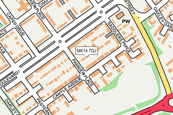 MK14 7QJ map - OS OpenMap – Local (Ordnance Survey)