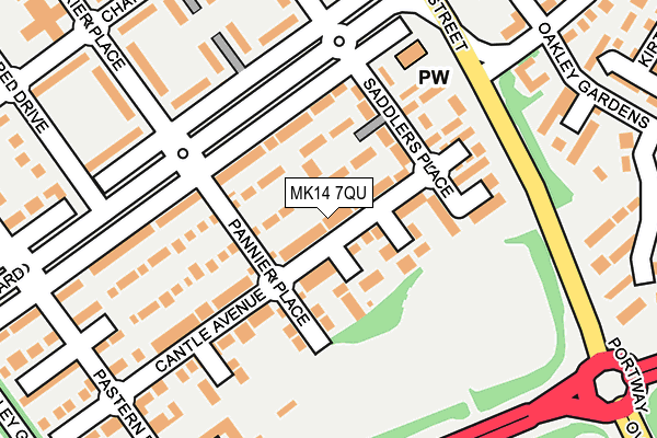 MK14 7QU map - OS OpenMap – Local (Ordnance Survey)