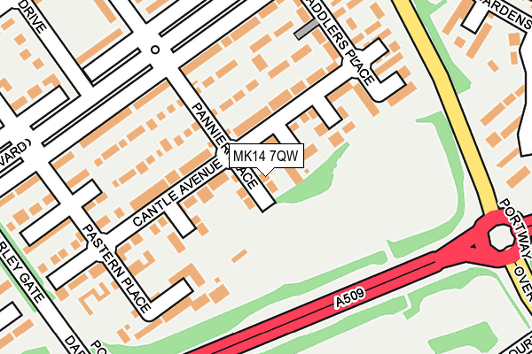 MK14 7QW map - OS OpenMap – Local (Ordnance Survey)