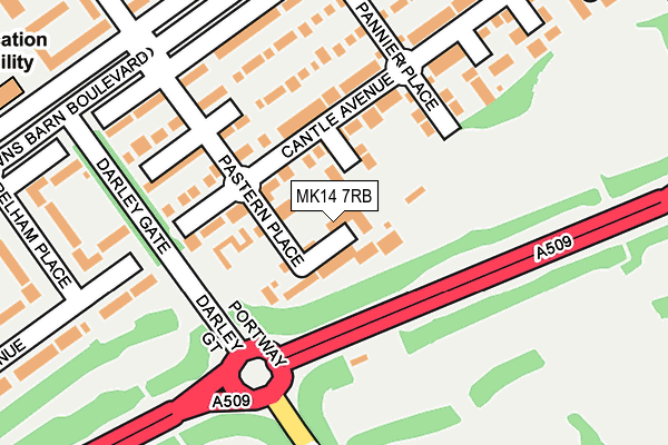 MK14 7RB map - OS OpenMap – Local (Ordnance Survey)