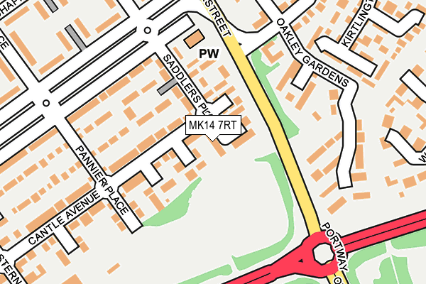 MK14 7RT map - OS OpenMap – Local (Ordnance Survey)