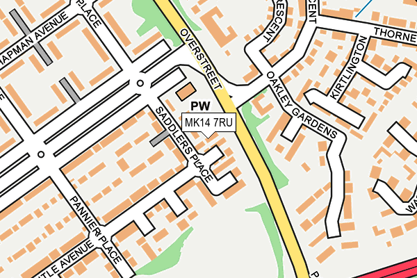 MK14 7RU map - OS OpenMap – Local (Ordnance Survey)