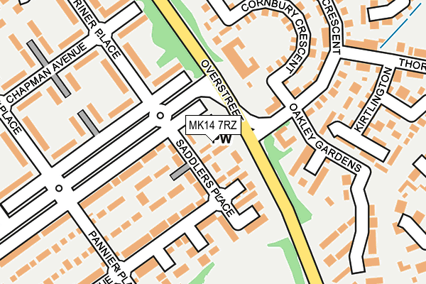 MK14 7RZ map - OS OpenMap – Local (Ordnance Survey)