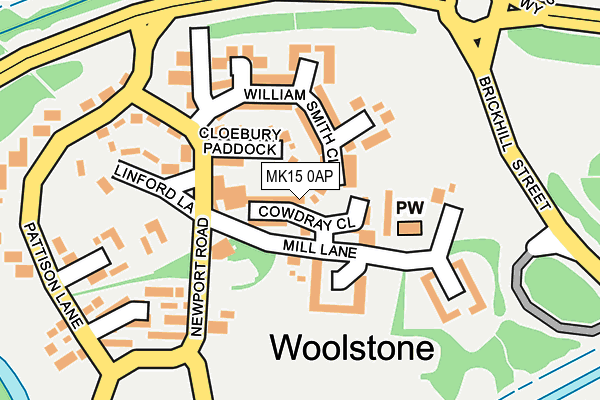 MK15 0AP map - OS OpenMap – Local (Ordnance Survey)