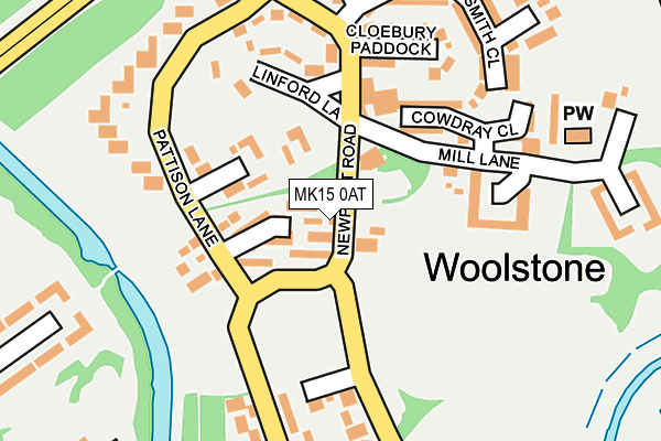 MK15 0AT map - OS OpenMap – Local (Ordnance Survey)