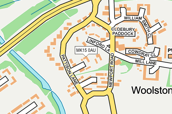 MK15 0AU map - OS OpenMap – Local (Ordnance Survey)