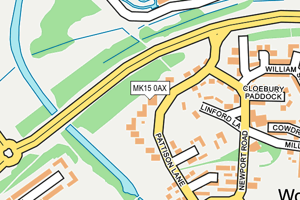 MK15 0AX map - OS OpenMap – Local (Ordnance Survey)