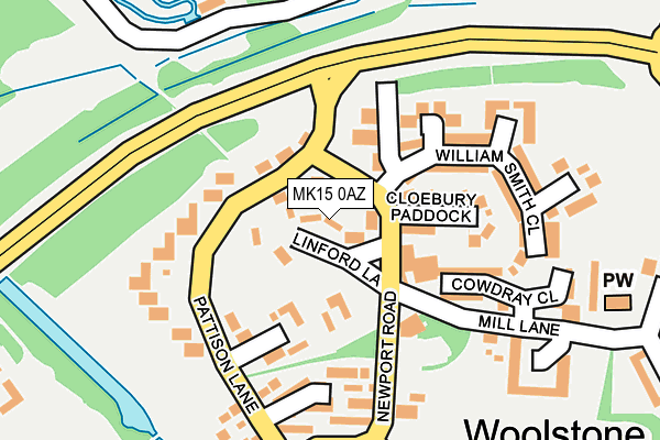 MK15 0AZ map - OS OpenMap – Local (Ordnance Survey)