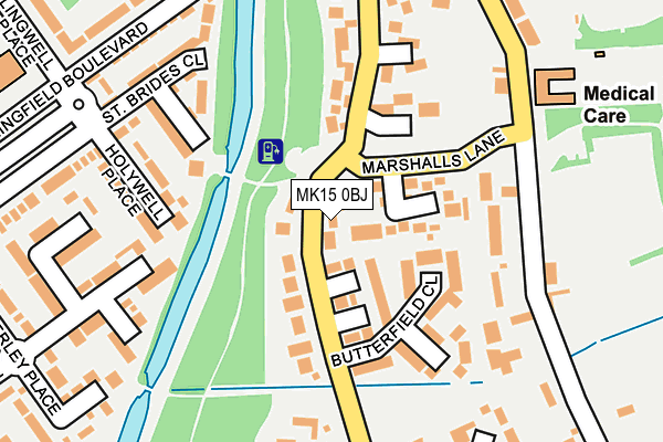 MK15 0BJ map - OS OpenMap – Local (Ordnance Survey)