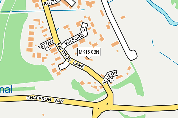 MK15 0BN map - OS OpenMap – Local (Ordnance Survey)