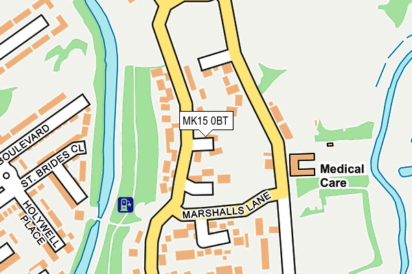MK15 0BT map - OS OpenMap – Local (Ordnance Survey)