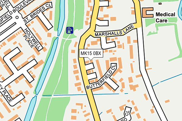 MK15 0BX map - OS OpenMap – Local (Ordnance Survey)