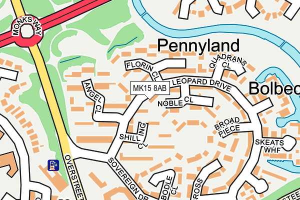 MK15 8AB map - OS OpenMap – Local (Ordnance Survey)