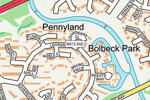 MK15 8AD map - OS OpenMap – Local (Ordnance Survey)