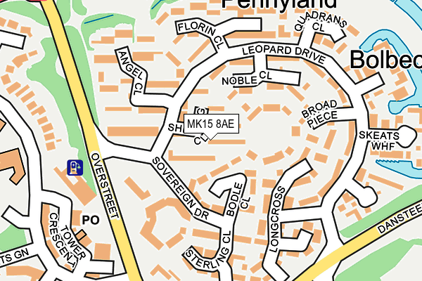 MK15 8AE map - OS OpenMap – Local (Ordnance Survey)