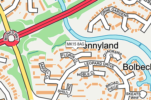 MK15 8AG map - OS OpenMap – Local (Ordnance Survey)