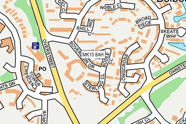 MK15 8AH map - OS OpenMap – Local (Ordnance Survey)
