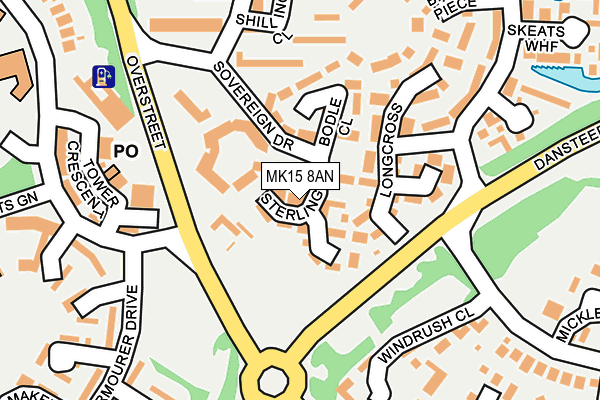 MK15 8AN map - OS OpenMap – Local (Ordnance Survey)