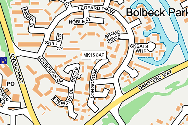 MK15 8AP map - OS OpenMap – Local (Ordnance Survey)