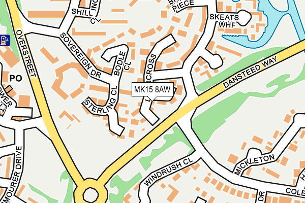 MK15 8AW map - OS OpenMap – Local (Ordnance Survey)