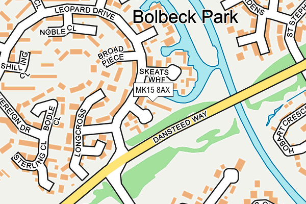 MK15 8AX map - OS OpenMap – Local (Ordnance Survey)