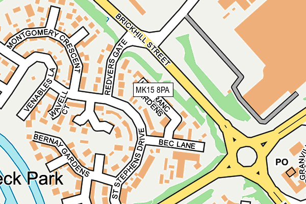 MK15 8PA map - OS OpenMap – Local (Ordnance Survey)