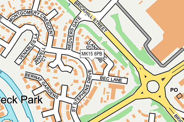 MK15 8PB map - OS OpenMap – Local (Ordnance Survey)