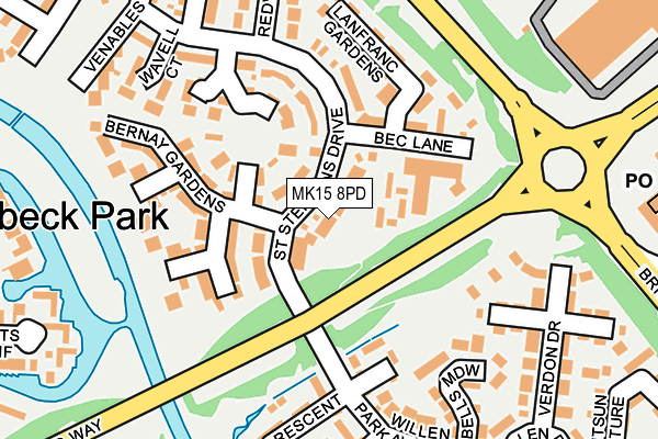 MK15 8PD map - OS OpenMap – Local (Ordnance Survey)