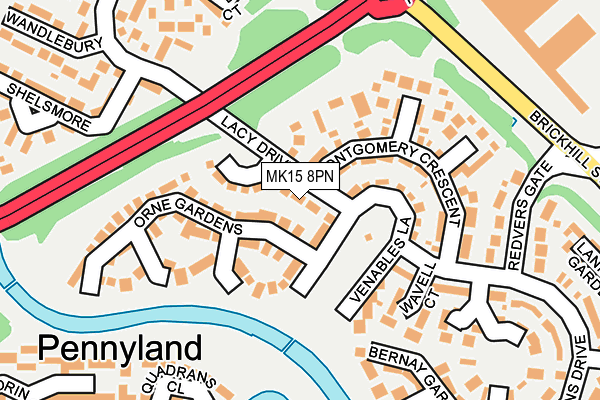 MK15 8PN map - OS OpenMap – Local (Ordnance Survey)