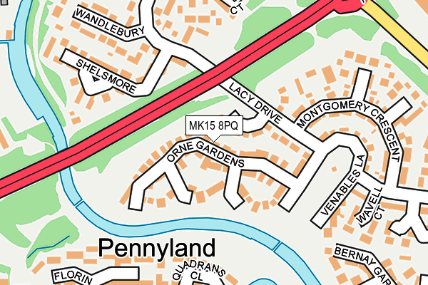 MK15 8PQ map - OS OpenMap – Local (Ordnance Survey)