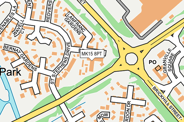 MK15 8PT map - OS OpenMap – Local (Ordnance Survey)