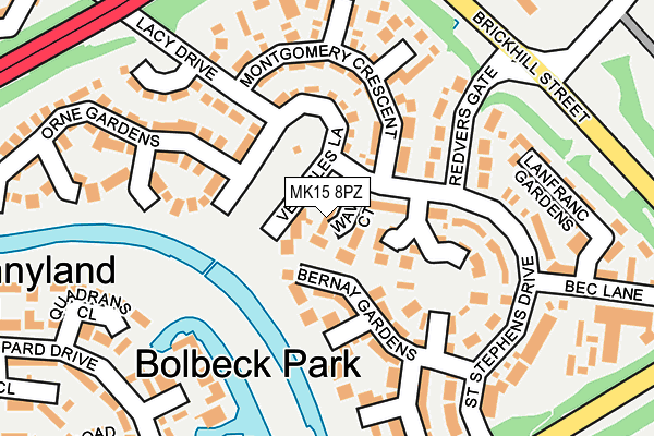 MK15 8PZ map - OS OpenMap – Local (Ordnance Survey)