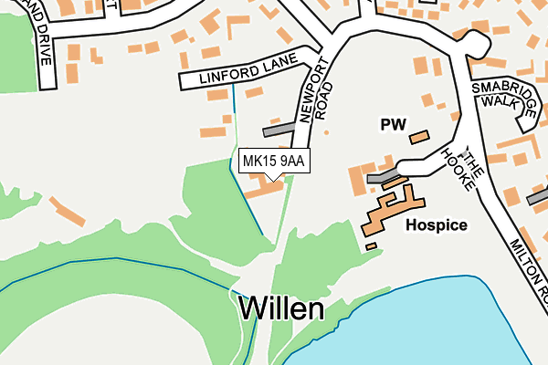 MK15 9AA map - OS OpenMap – Local (Ordnance Survey)