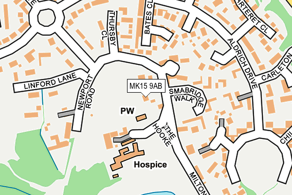 MK15 9AB map - OS OpenMap – Local (Ordnance Survey)