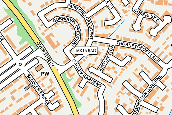 MK15 9AG map - OS OpenMap – Local (Ordnance Survey)